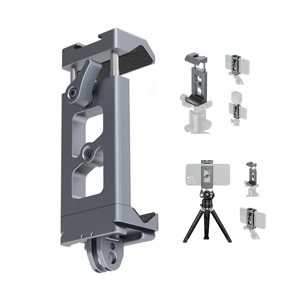 NEW 3 IN 1 Metal Phone Holder Tripod Mount w Arca Swiss+ColdShoe+Gopro Mount Phone Clamp for iPhone 16/15/14 /13/12/ Samsung