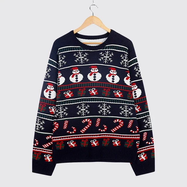 

Ugly Christmas Sweater for Woman Man Xmas Knited Printed Sweatshirt Elk Snowman Oversized Pullover Winter Warm Casual Streetwear