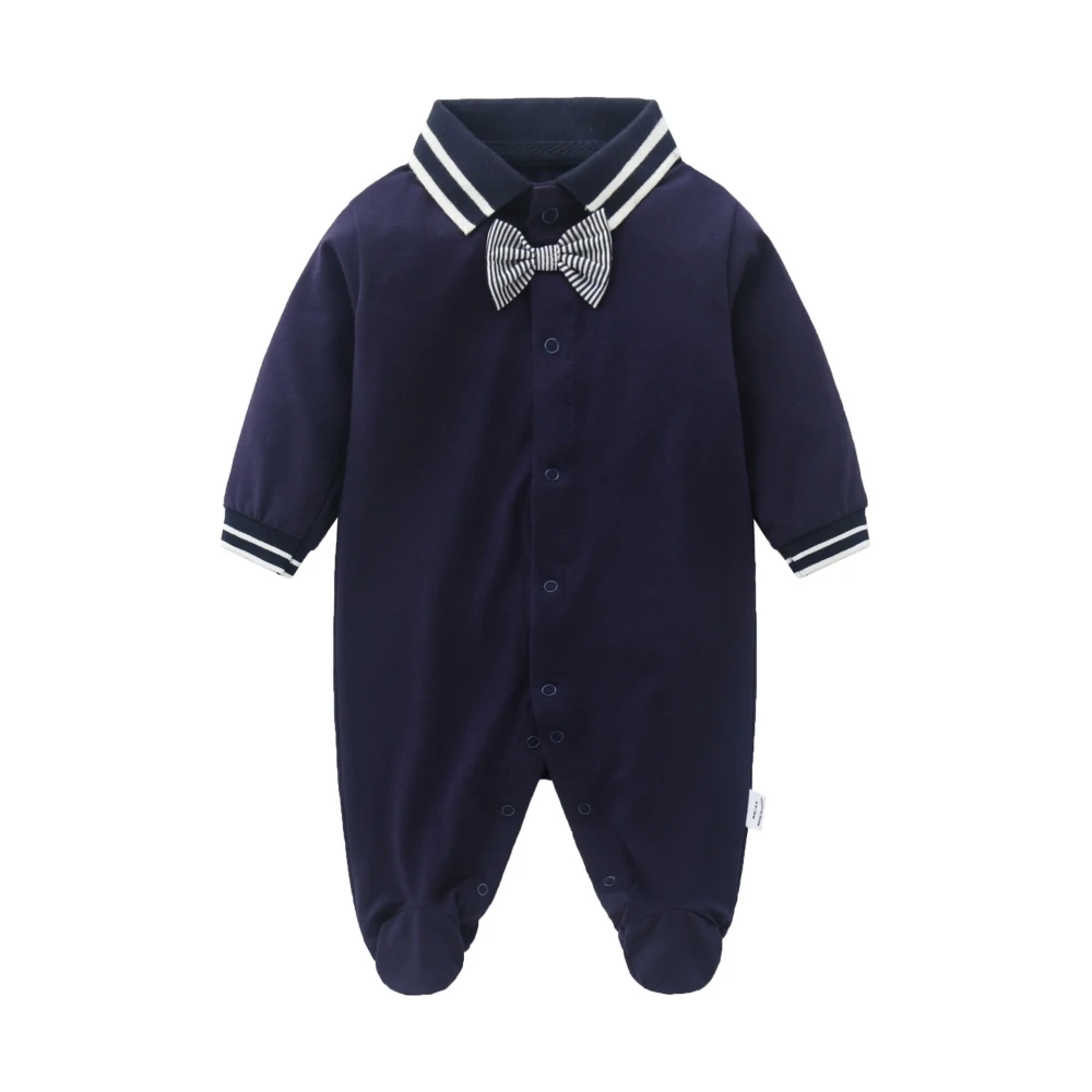 Baby onesie foot wrap romper cotton long sleeve gentleman rompers for toddler polo collar jumpsuit baby girl boys Autumn clothes