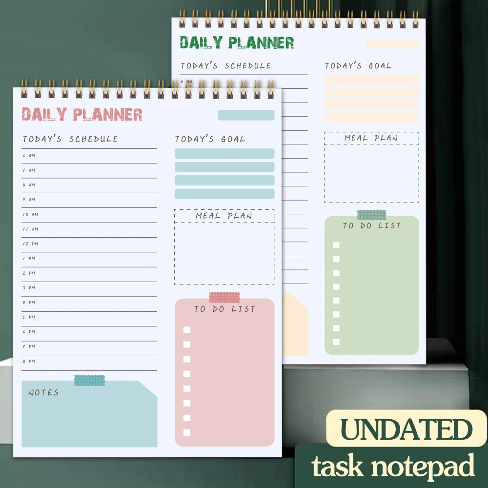 Daily Planner To Do List Notepad Undated Task Checklist Time Management Notebook Hourly Schedule Agenda Spiral Work Journal Aliexpress