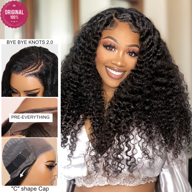 Human Hair Wig Lace Front Wig Human Hair Wigs 7X5 Bye Bye Knots Curly Glueless Human Hair Wig without Glue Transparent HD Lace Front Brazilian Human Hair Wig