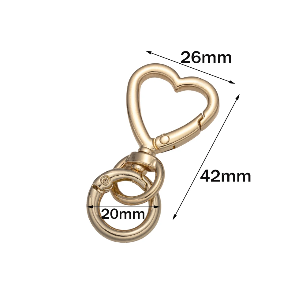 2Set Herz Form Metall Legierung Frühling Verschluss Haken Karabiner Schlüssel Ring Anschlüsse Für DIY Schlüsselbund Schmuck Finden Zubehör – Detail 1