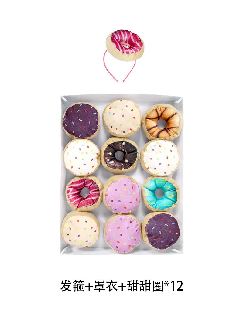 Food Role Cosplay doughnut Costume Outfit Funny for kid Halloween Velcro strap doughnut