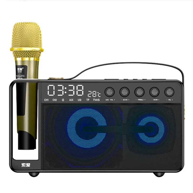 販売卸し売り カラオケ ワイヤレス Bluetooth ステレオサラウンドサブウーファー マイク付き 音楽システムセンター テレビ コンピューター 屋外用 ファッション New Spirit Org Il