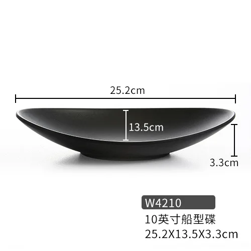 Description Picture 3 of itemMelamine Dinnerware Dinner Plate Black Frost Ingot Shaped Plate Restaurant Hotel Wineshop Melamine Dish A5 Melamine Tableware