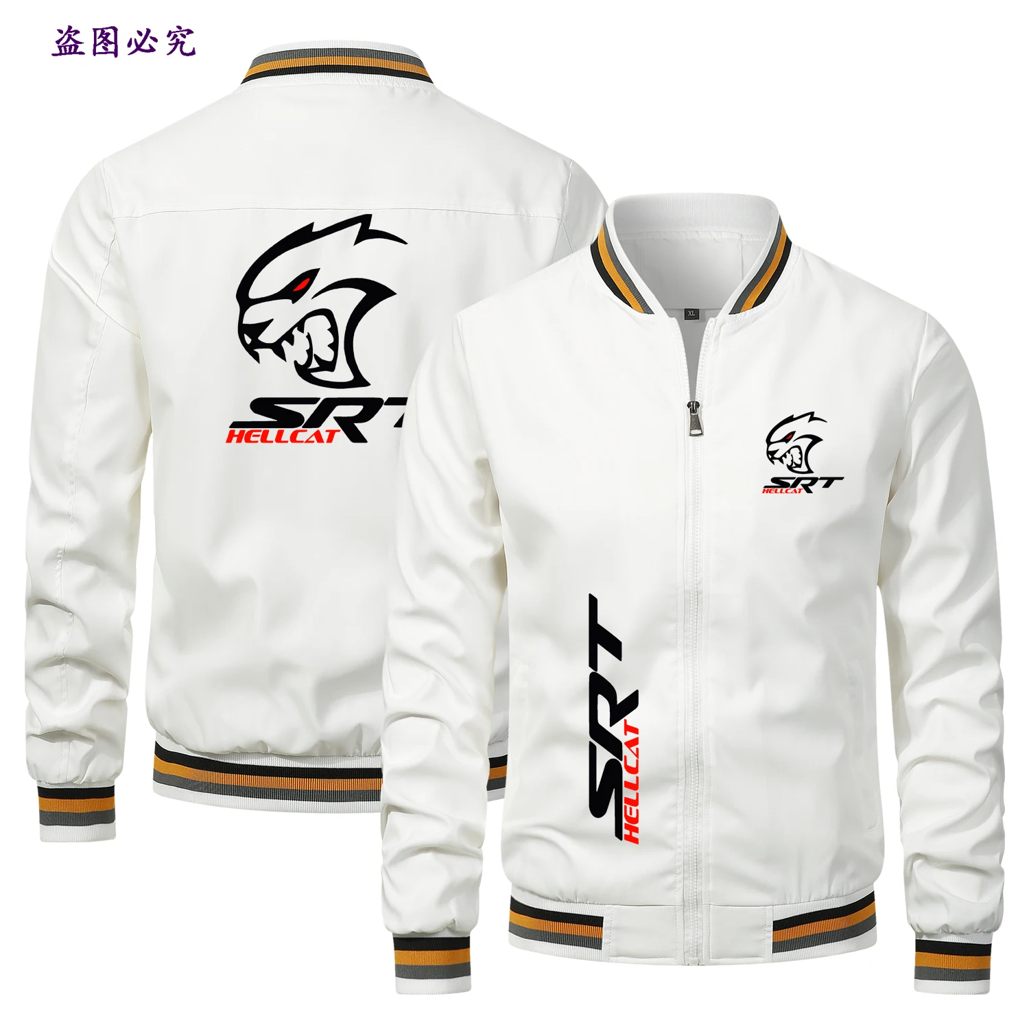 Men Zipper Jacket SRT Car Hellcat Printed Motorcycle Riding