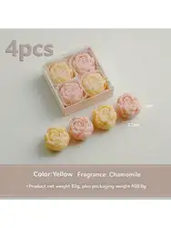 Luxurious Handmade Rose Soy Wax Candle Gift Set - Elegant Decorative Candles for Home Décor & Special Occasions (Yellow Series)