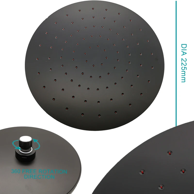 ABS Plastic Overhead Shower 8/10/12 Inch Small Square Round Rain Swivel Black Chrome Gold Top Shower