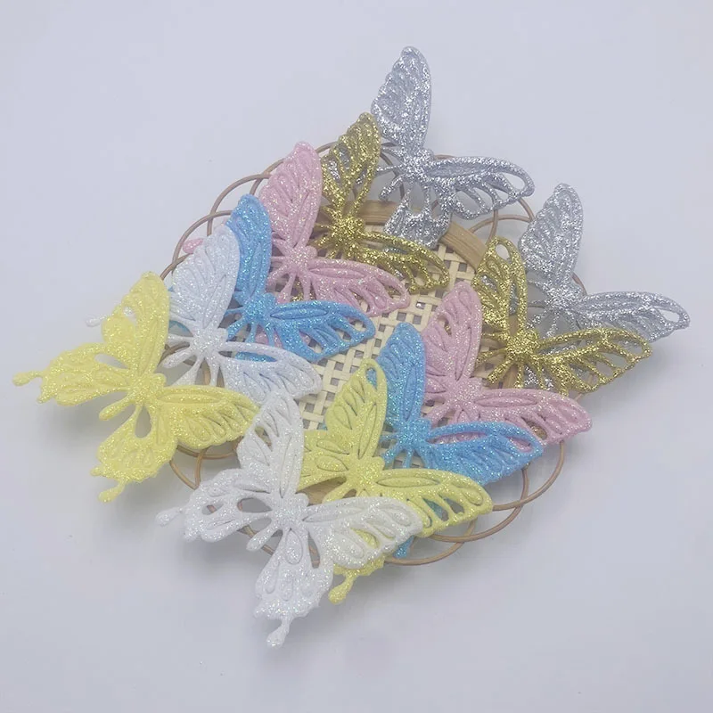36 Stück 5 x 4,5 cm glänzende Schmetterlingsapplikationen, handgefertigte Haarspangen-Accessoires und dekorative Stoffaccessoires – Detail 9