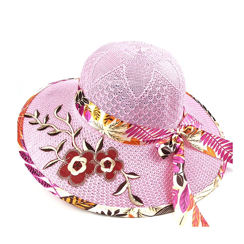 Simple Foldable Wide Brim Floppy Girls Straw Hat Sun Hat Beach Women Summer UV Protect Travel Cap Lady Cap Female Beach Hats
