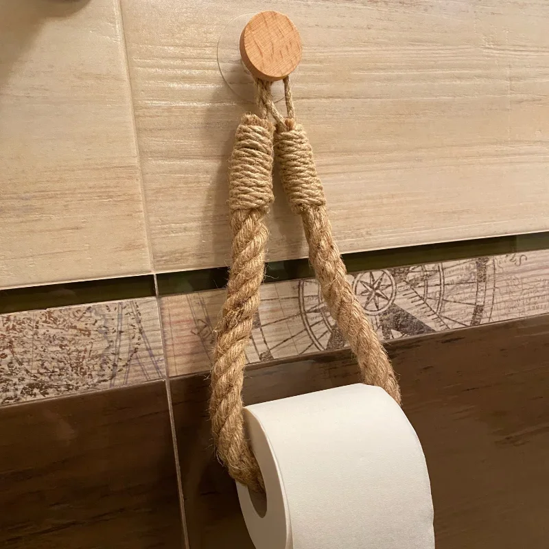Kitchen Wooden Hook Toilet Paper Roll Holder Nail Free Wall-mounted Retro Towel Rack for Home Paper Towel Stand Bathroom Decor paper towel holder,towel rack,toilet paper holder,toilet paper rack,toilet roll holder,paper towel rack
