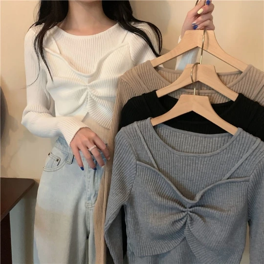 

Fashion Korea Japan Pullover Girl Woman Women Sweater Sexy O Neck Knit Tops Tight Women's Sweaters Top Coat Cloth Suétere