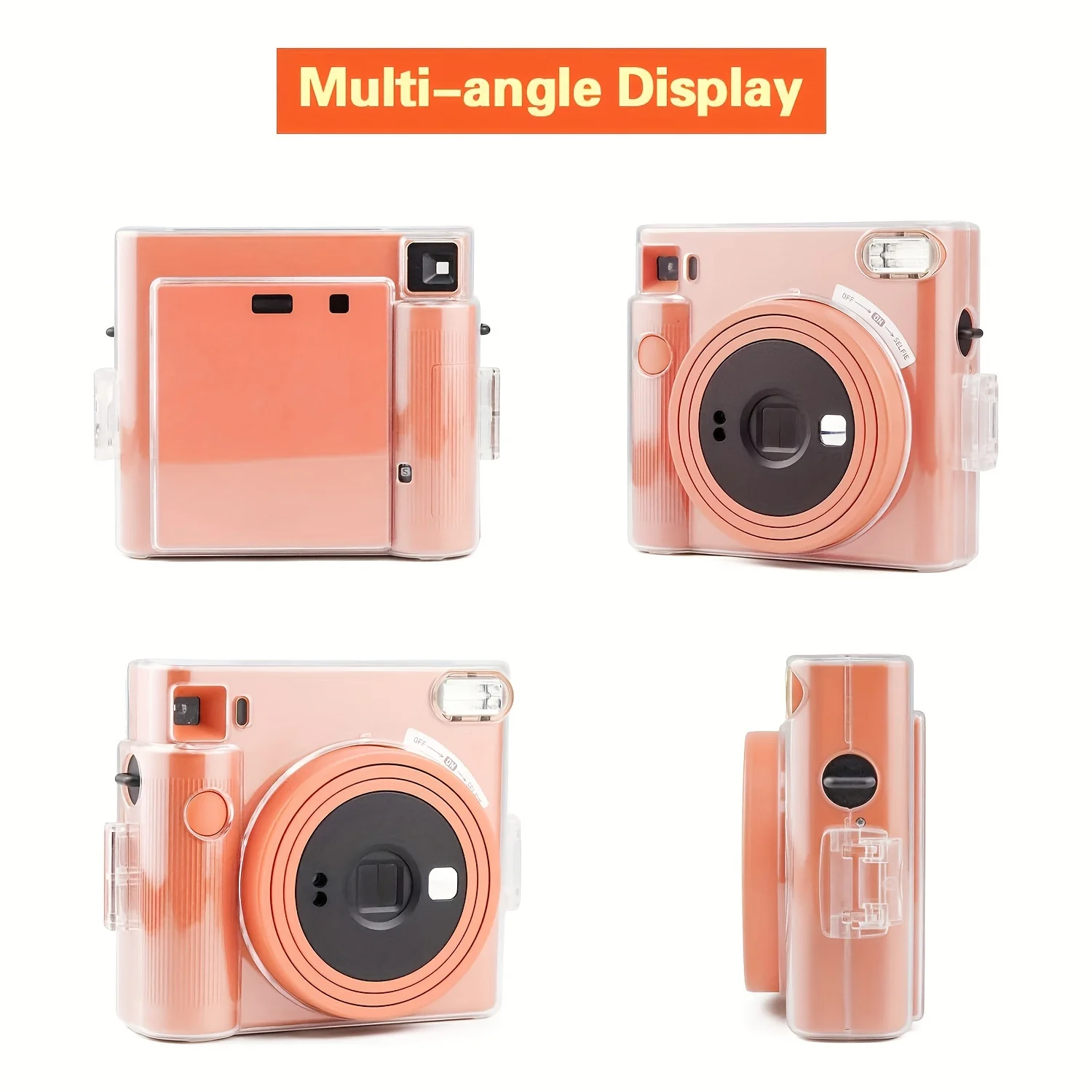 1pc Camera Case for Fujifilm Instax Square SQ1 Instant Camera Case Clear Crystal Hard Shell with Adjustable Shoulder Strap storage bags
