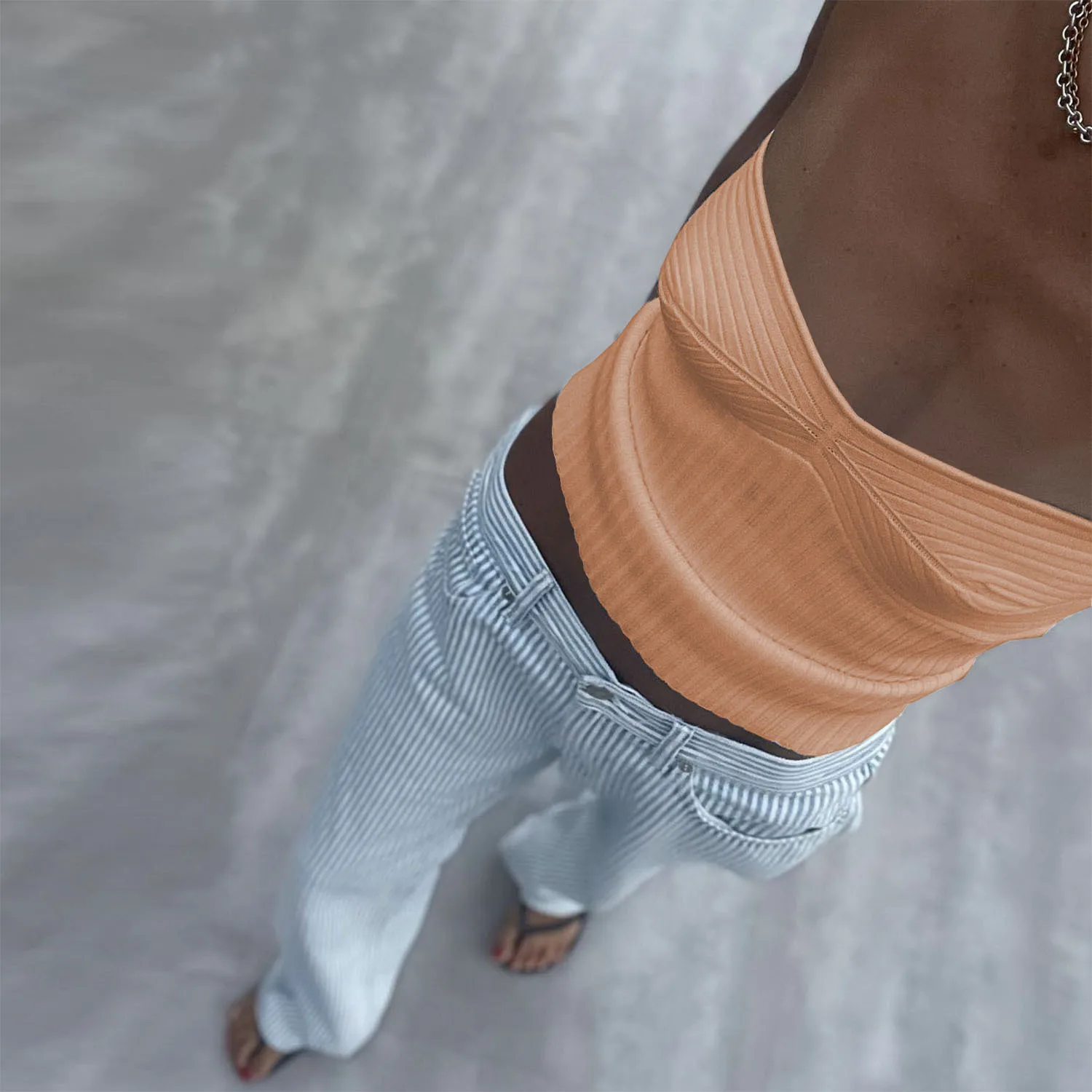 Knit Ribbed Backless Tank Top Women's Slim Summer Fashion Cropped Top High Street Elegant Knitwear Pullover Female Vest