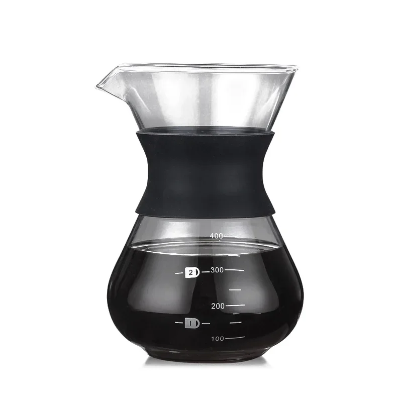 إبريق قهوة زجاجي، فلتر ستانلس ستيل، 400 مل