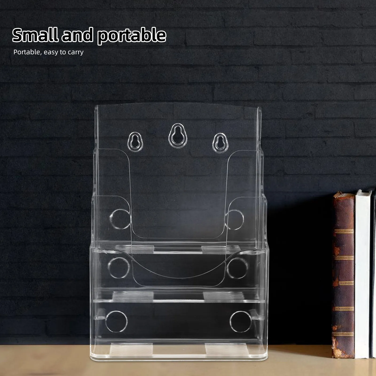 2Pcs 아크릴 브로셔 홀더 투명 전단지 디스플레이 스탠드 사무실 홈 뱅크용 경량 휴대용 문서 정리함