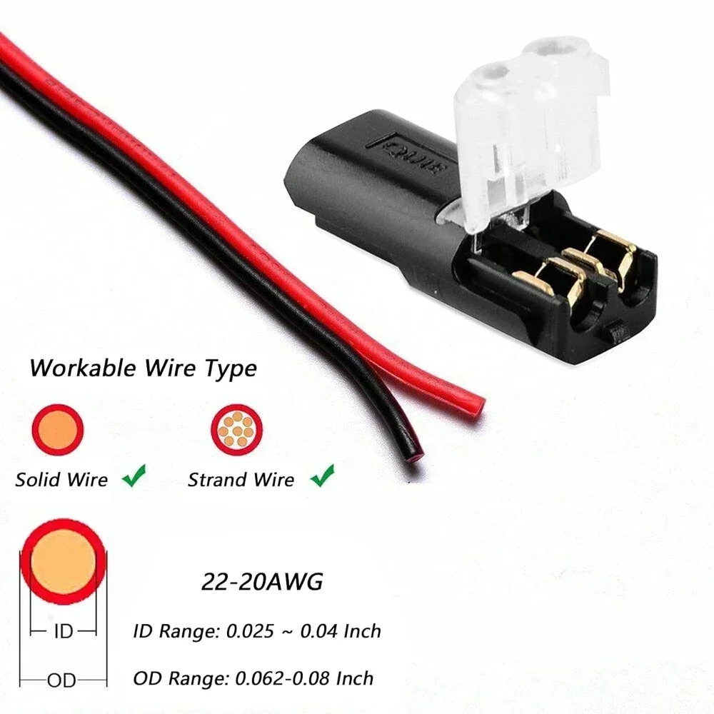 Dual Wire Waterproof Quick Connectors with Locking Buckle and Snap Clamp