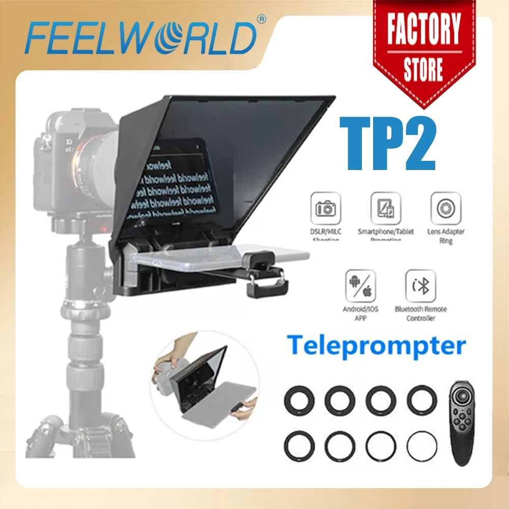 FEELWORLD 휴대용 텔레프롬프터 TP2 DSLR 카메라(원격 제어 전화..