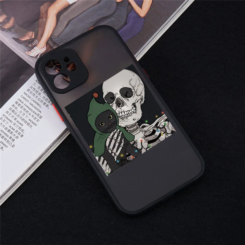 Black Skeleton Pattern Silicone Phone Case with Durable Back Cover