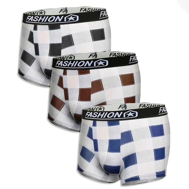 3pcs Boxers Mens Plaid Fashion Boxer Briefs Underwear Sports Comfortable  Panty Casual Breathable Underpants Boxer Shorts Panties
