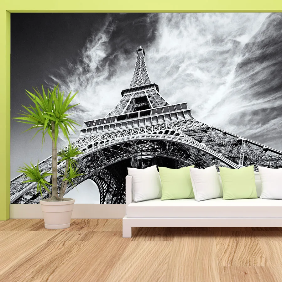 

Modern Self Adhesive Accept Wallpapers for Living Bed Room Bed City Building Eiffel Tower Wall Papers Home Decor TV Mural Rolls