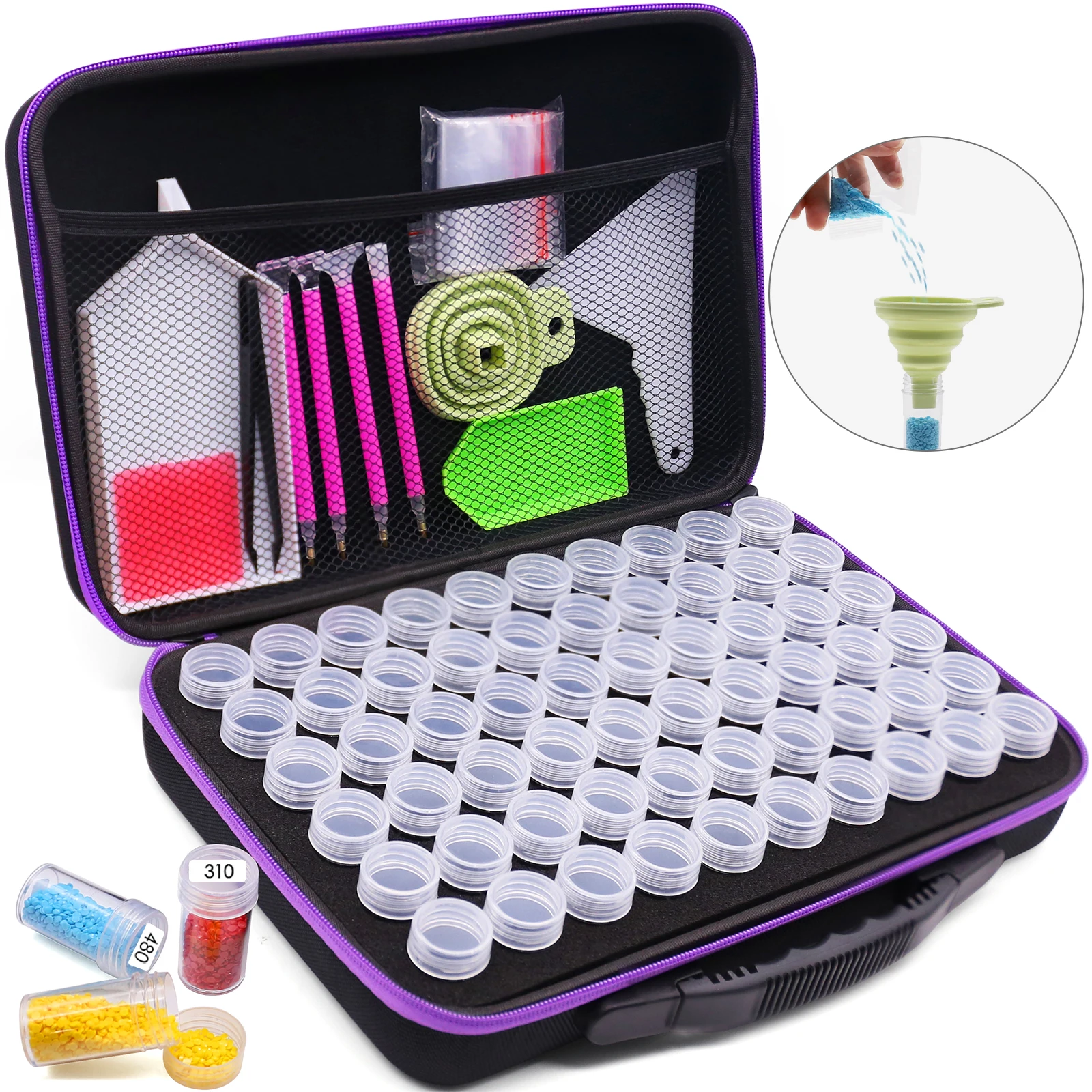 Diamond Painting Storage Box Container 120/60/30/15/7 Slots with Accessories Tools Kits for Beads Diamonds Rhinestones Storage 
