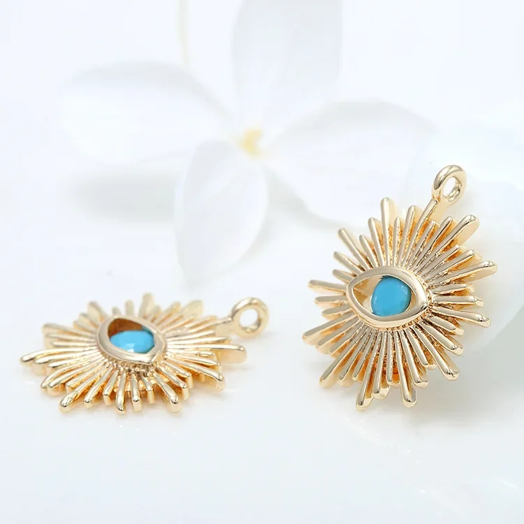 (1871)4PCS 12MM Loch 1,5MM 24K Gold Farbe Messing mit Zirkon Auge Charm Anhänger für DIY Schmuck Machen Erkenntnisse Zubehör – Detail 33