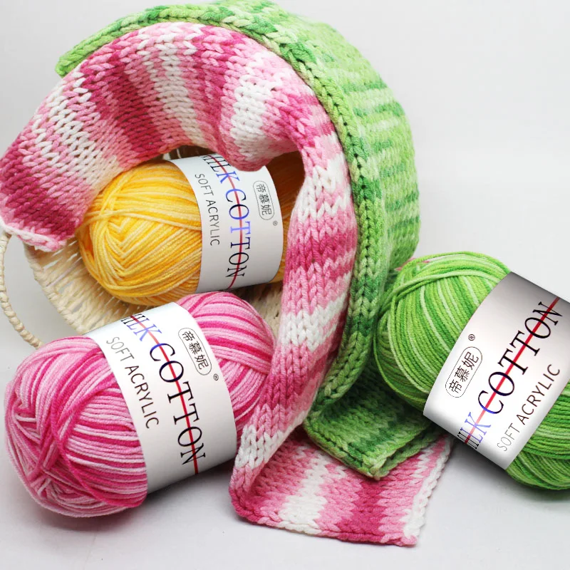 50g/roll Knitting Crochet 3 Layer Milk Soft Warm Baby Cotton Yarn Hand Knit Yarn DIY Craft Knitted Sweater Scarf Hat