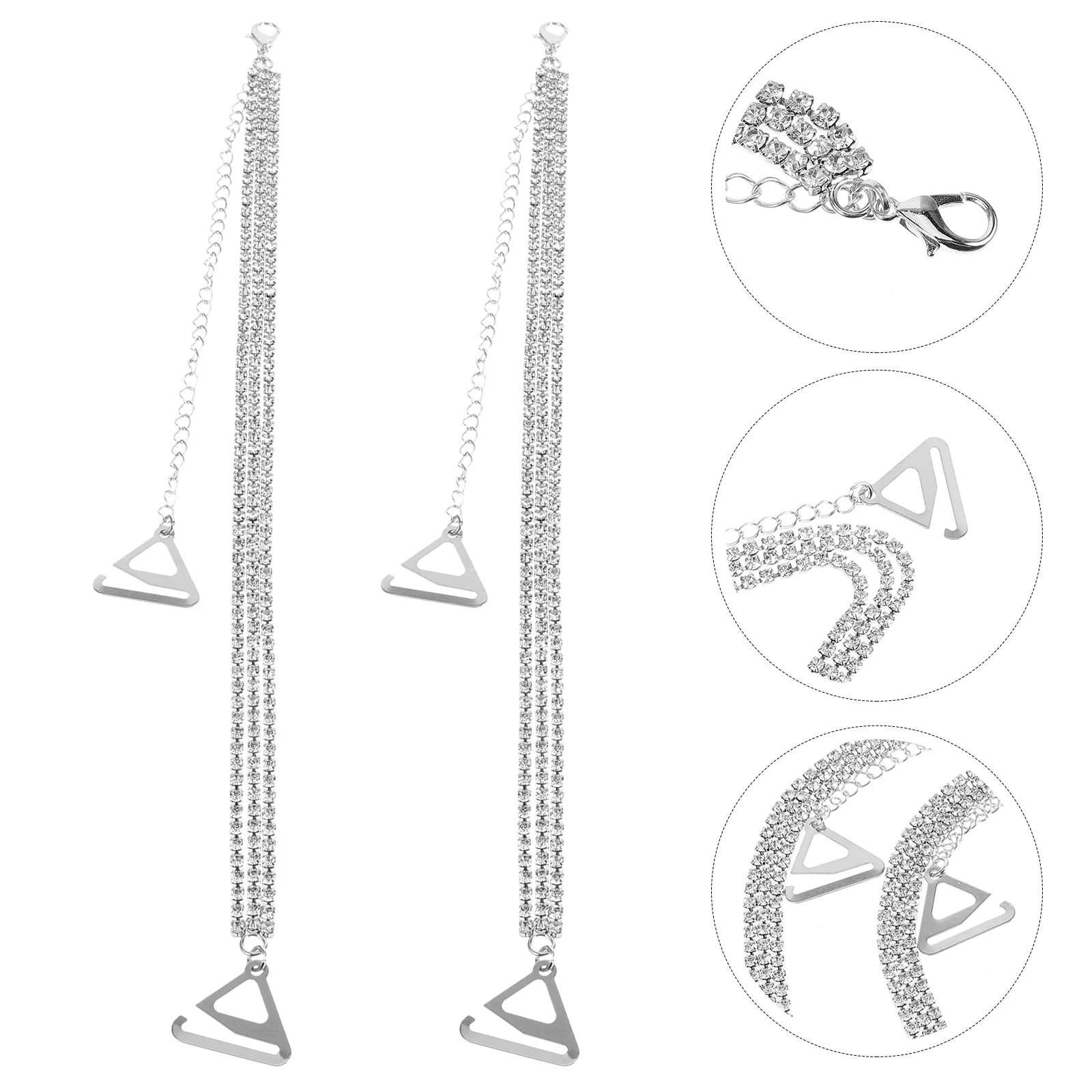 

Prettyzoom Womens Belts Metal Brackets Rhinestone Bra Straps Invisible Bra Belt Replacement Bra Straps Three Rows Anti Skid Bra