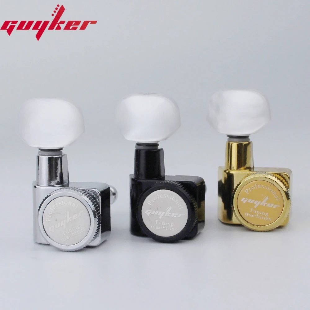 1 Set GUYKER 6 In line PRO Machine Heads No Screws Locking Tuning Key