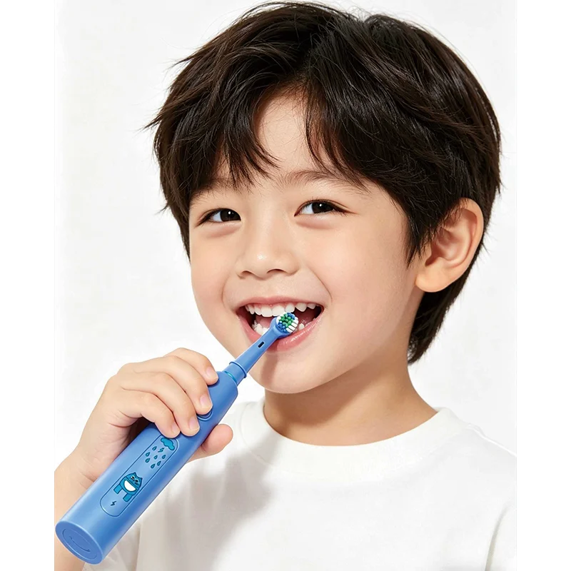 어린이용 시간 설정식 회전 전동 칫솔 - 6가지 모드, USB 충전, 충전식 디자인으로 완벽한 어린이 선물입니다.