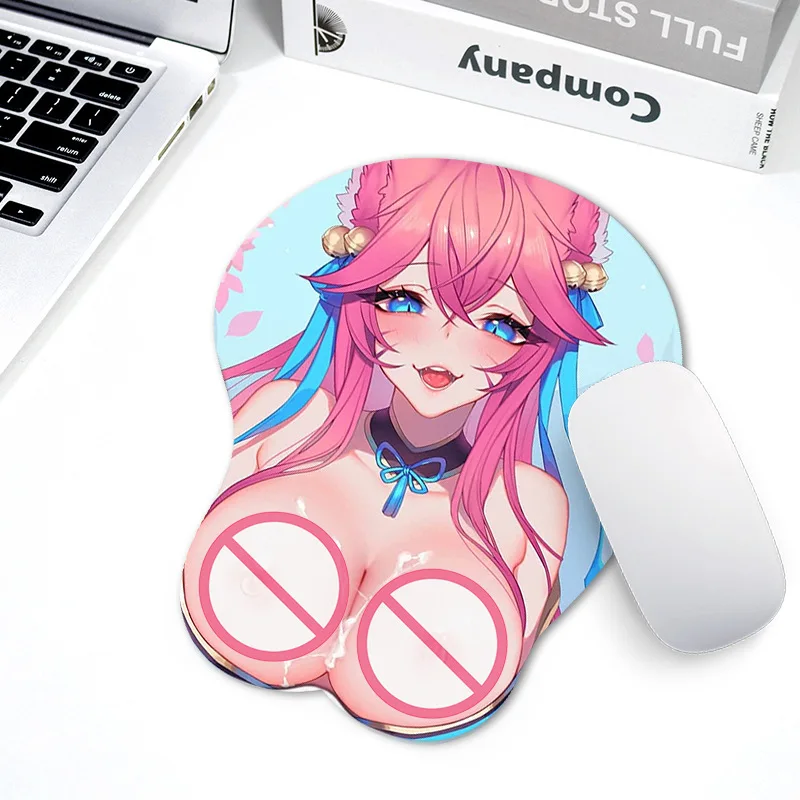 

Коврик для мыши Ahri 3D для рук и запястья, мягкий силиконовый игровой коврик для мыши LOL Spirit Blossom, пикантный, из силикагеля, Oppai Otaku, для офиса