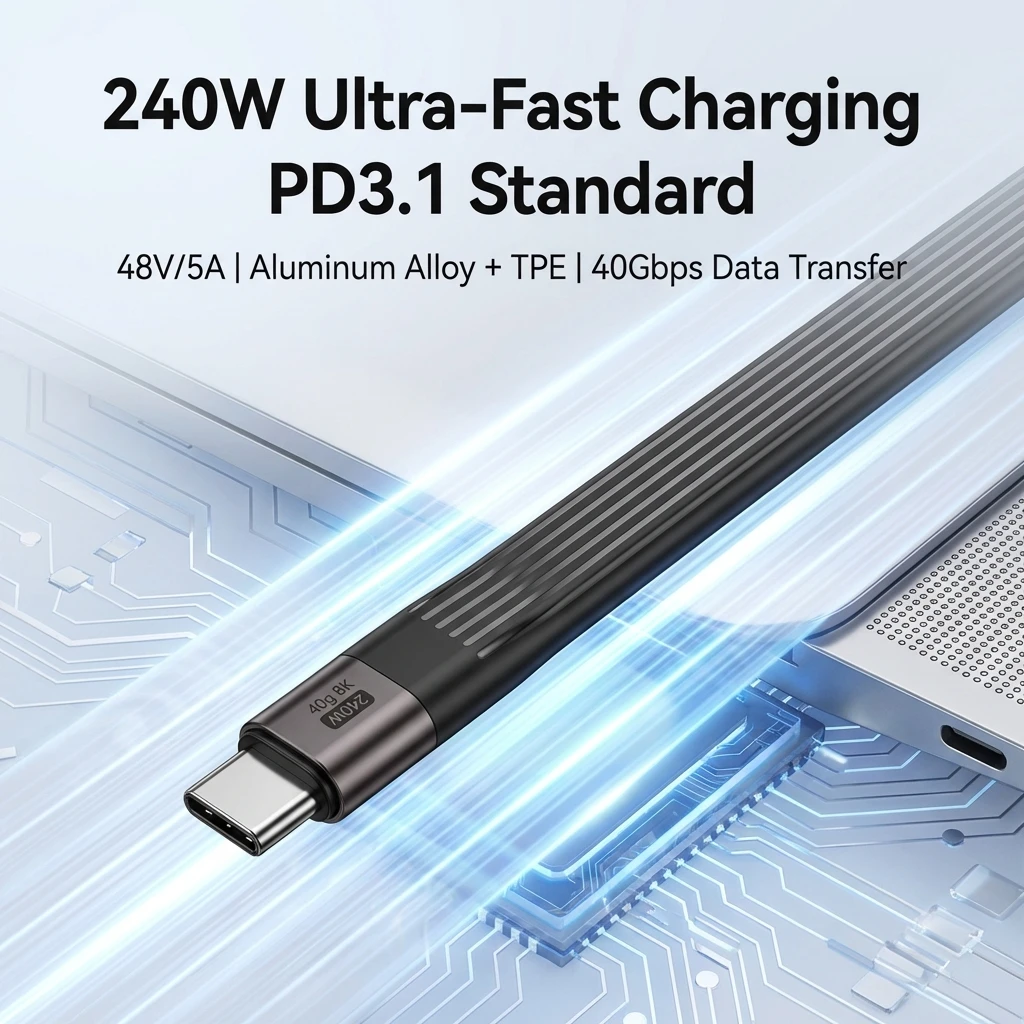 240W 40Gbps 타입 C 케이블 (키체인 포함) PD3.1 5A 8K@60Hz USB-C to USB 어댑터 고속 데이터 동기화 및 고속 충전 케이블
