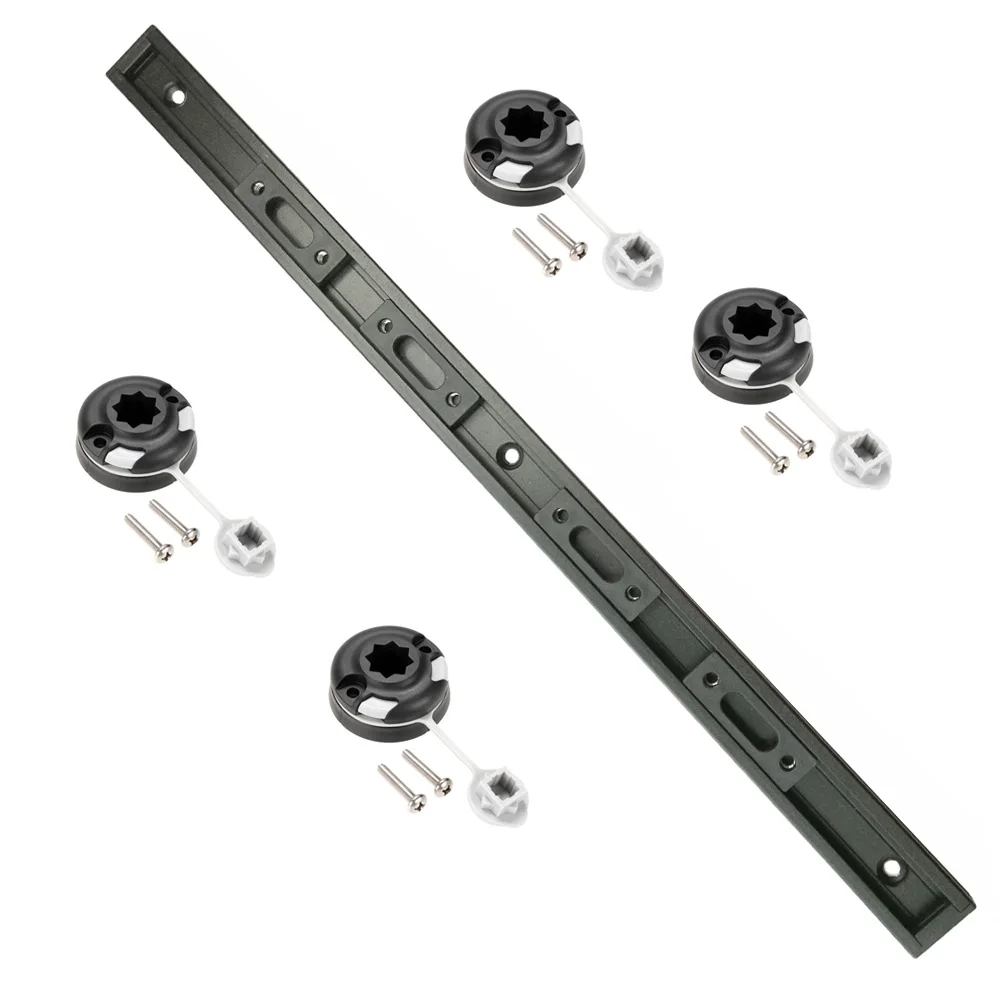 Kayak Aluminum Slide Track Rails Bracket with four Fishing Rod