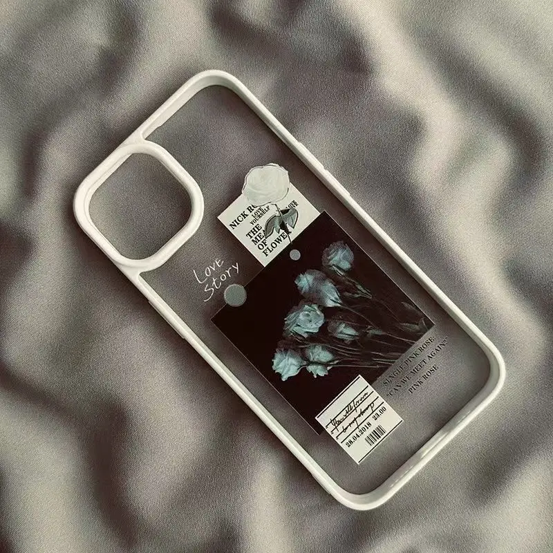 Stylish Artistic Rose Transparent Phone Case Cover