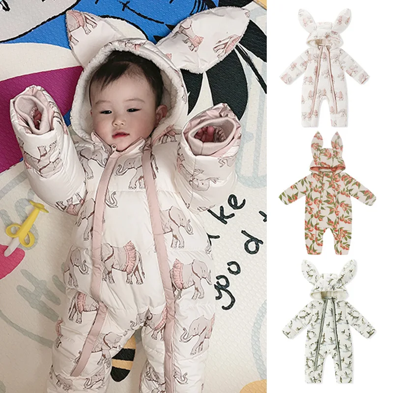 Autumn and Winter Infants and Toddlers One-piece Down Jacket Children's Outer Wear Onesie Baby Thickened Crawling Clothes