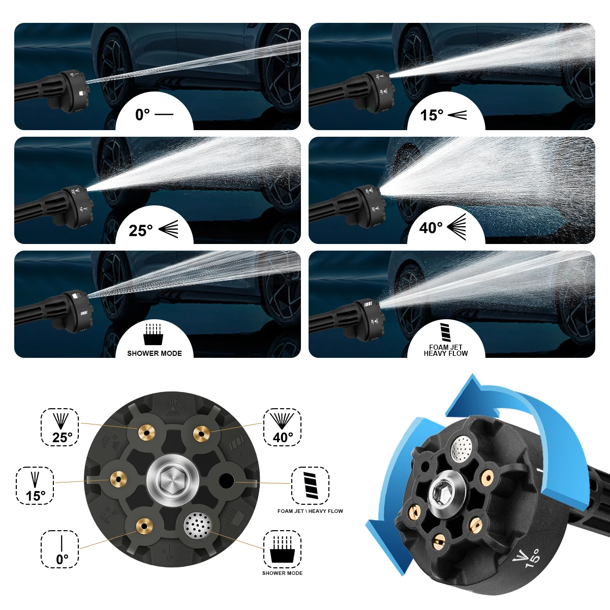 200Bar 3 Gears Digital Display Brushless Electric High Pressure Washer 6 IN 1 Car Washing Gun Water Gun for Makita 18V Battery 4