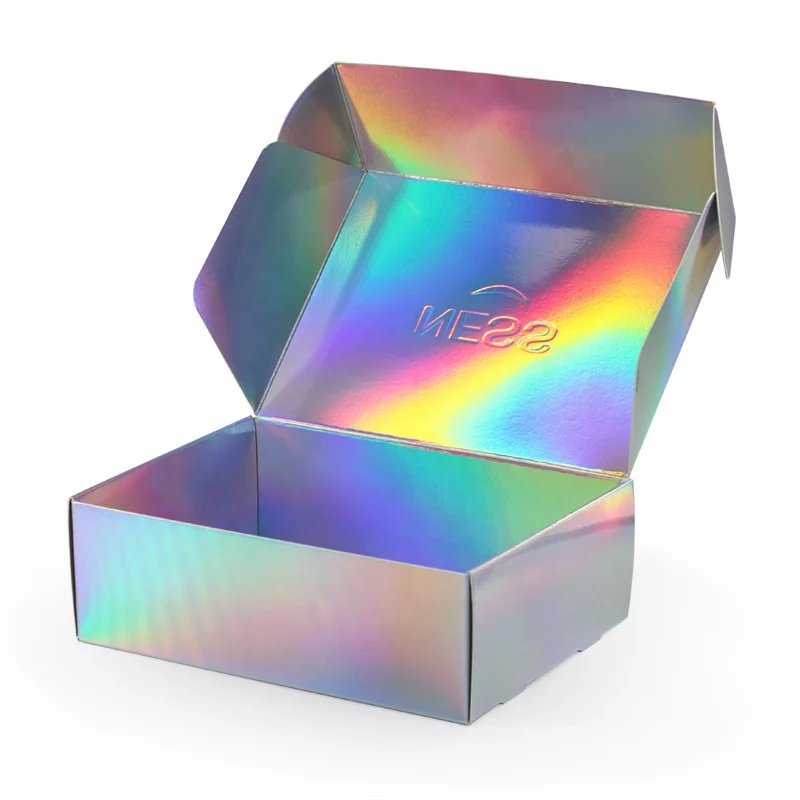 

Customized productLuxury holographic corrugated cardboard cosmetic mailer box can be printed any color logo for hair packaging