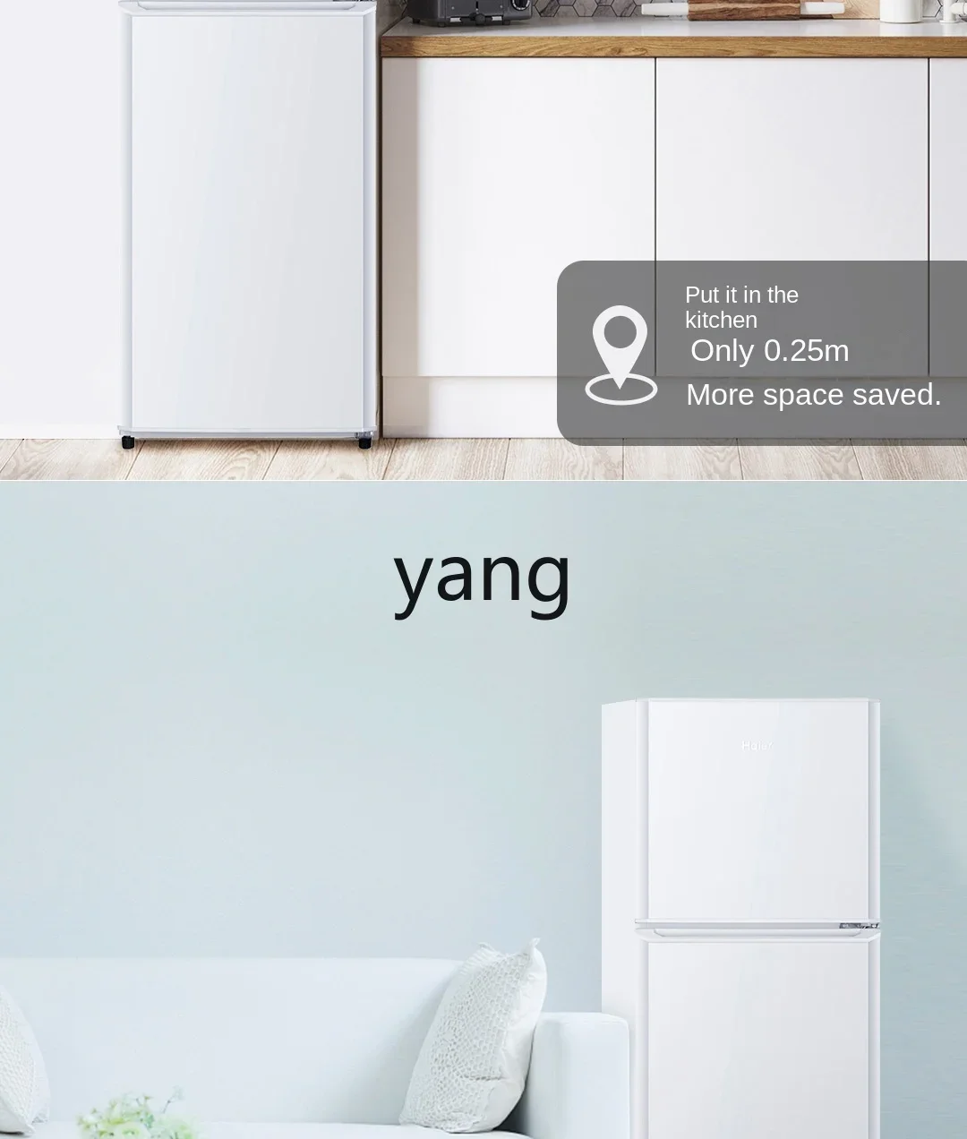 L'm'm Double-Open Two-Door Refrigerator White Small Household Fresh-Keeping Refrigeration