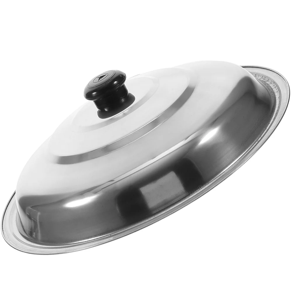 

Round Baking Pan Stainless Steel Wok Lid Lids Steak Pot Replacement Fry Universal