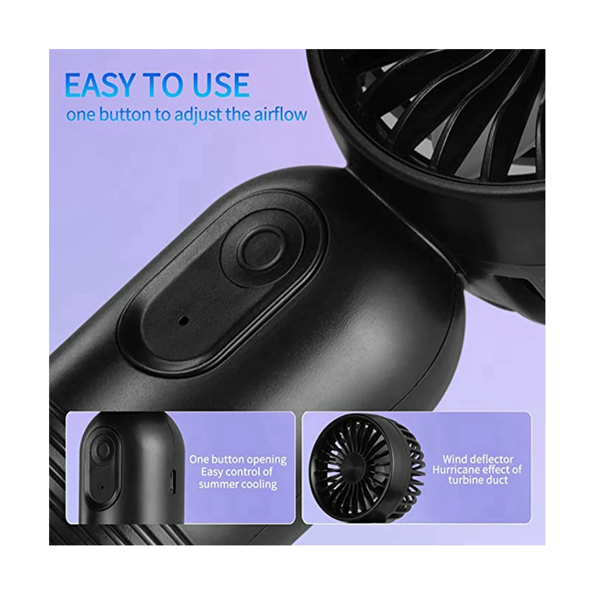Portable Handheld Mini Fans, USB Rechargeable Personal Fan for Travel/Camping/Outdoor/Home/Office 2PCS