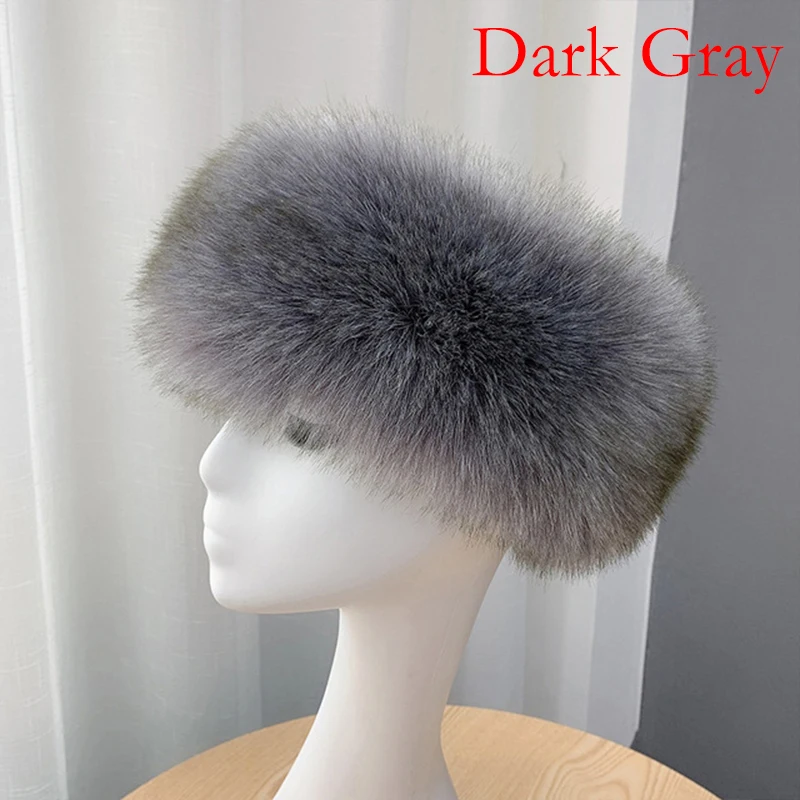 Winter Imitation Fur Hair Band Thick Hair Hoop Women'S Warm Without Top Fur Hat Outdoor Travel Wide Edge Plush Headband Ski Cap