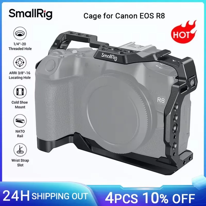 R8 Camera Cage for Canon EOS R8 with Arca Swiss Quick-Release Plate for DJI Gimbal Tripod w 1/4