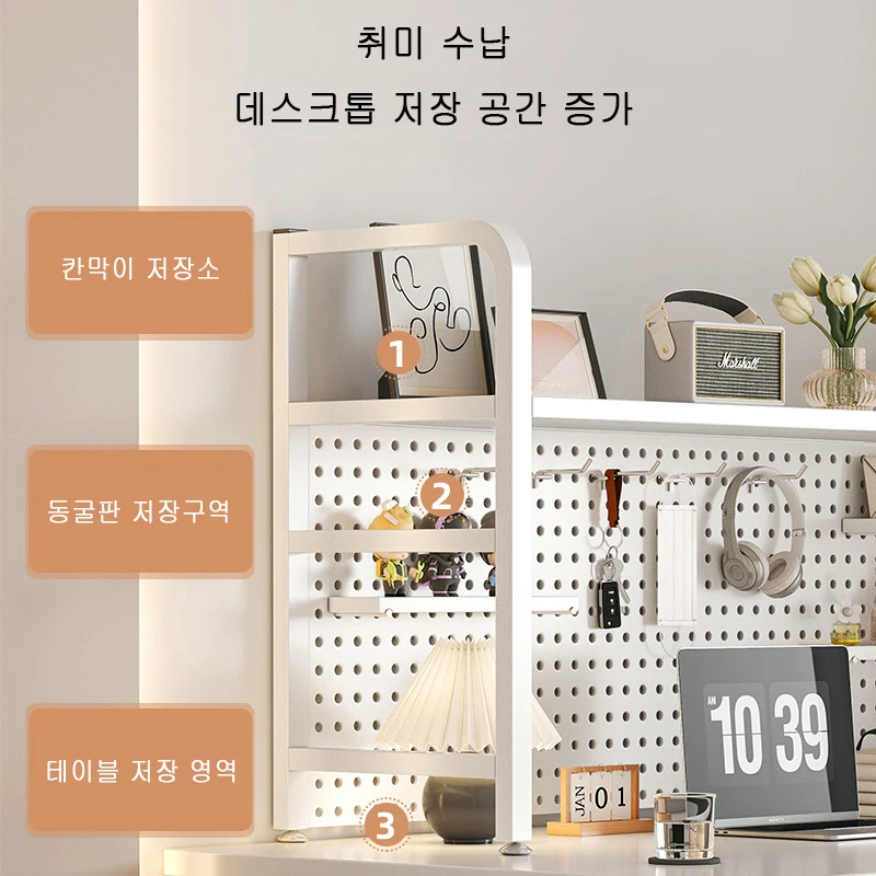 Storage Rack Table Hole Board Wrought Iron Bookshelf Desk Shelving Dormitory Tiered Storage Rack Student Bookcase Computer Wire-wrap Board