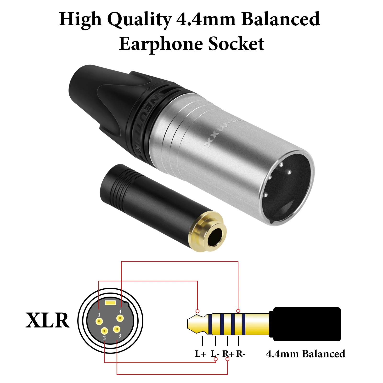 Geekria 4핀 XLR 밸런스드 남성-4.4mm 밸런스드 여성 헤드폰 오디오 어댑터 케이블, 앰프 및 마이크와 호환 가능