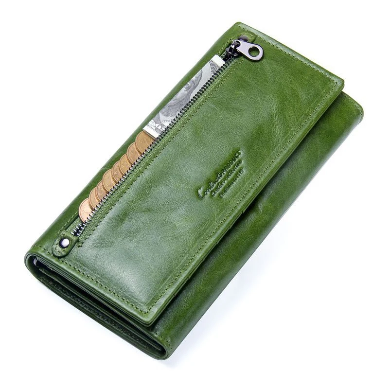 Unisex Genuine Leather Long Purse Clutches Money Wallets Handbag for Cell Phone Card Holder Wallet leather wallet