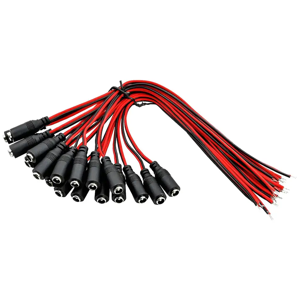 20 Pack Female 12V 5A DC Power Pigtail Barrel Plug Connector Cable,20 x 2.1mm x 5.5mm Female DC Pigtail Connectors for CCTV Home image 1