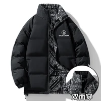 Winter New Volcom Men's and Women's Down Cotton Jacket Double sided Skiing Outdoor Couple Leisure Coat Cotton Jacket 1