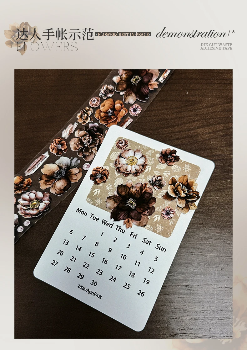 Journal GO 5 x 200 cm, exquisites Rosenblüten-PET-Band, Collagenmaterial, DIY-Fotorahmen, Notizbuch, Scrapbooking, Dekor, Abdeckband – Detail 13
