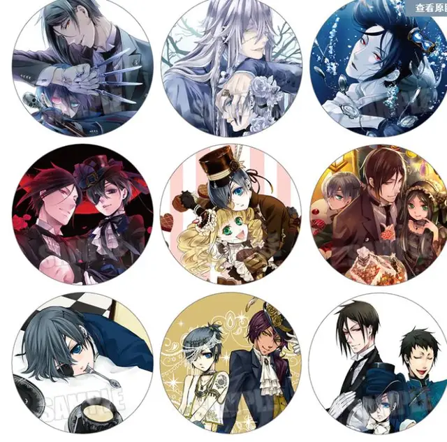 Kuroshitsuji Ciel Phantomhive Sebastian Grell Sutcliff Undertaker Butler  Anime Metal Badge Brooch Pins